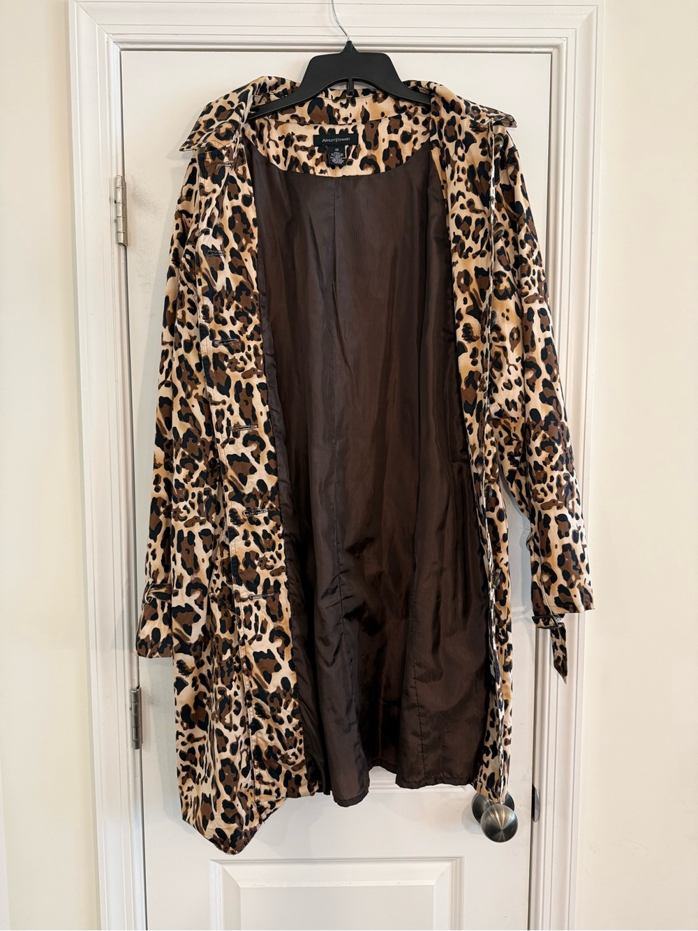Ashley Stewart Leopard Print Long Button Jacket Size 2X Cotton Career Chic - Picture 9 of 11